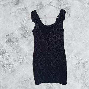 Charlotte Russe Sleeveless Dress Women's Size L Black Glitter Made in USA